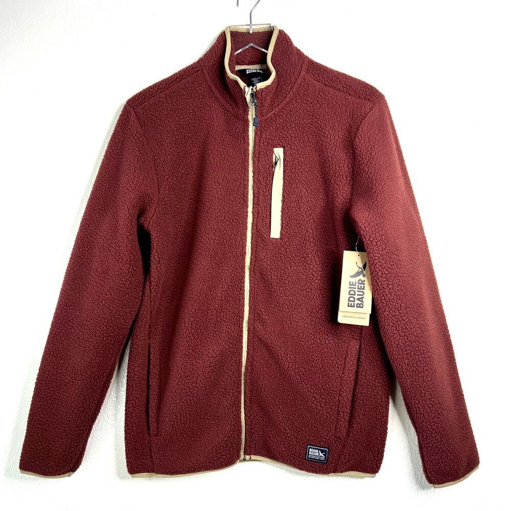 Eddie Bauer Snowcreek Jacket Fleece Full Zip Up Men's SMALL NEW Andorra Brown